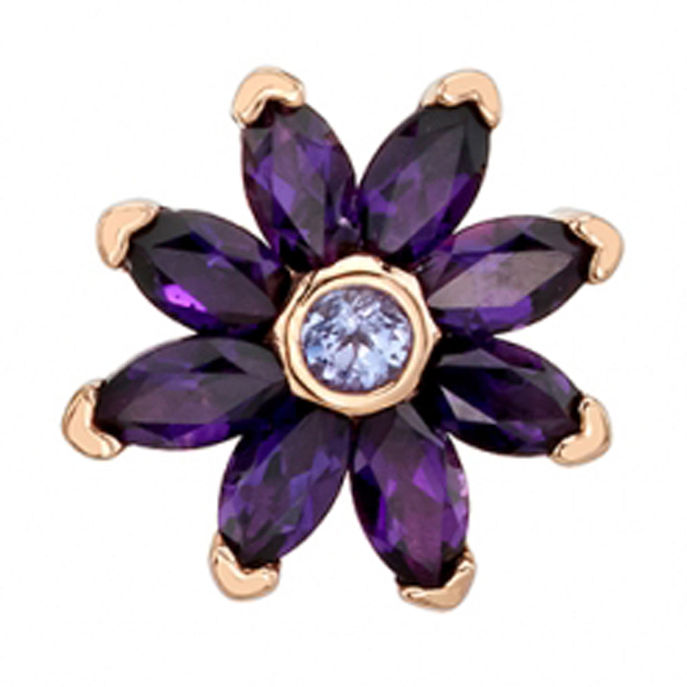 Sunflower Threaded End in Gold with Amethyst & White CZ