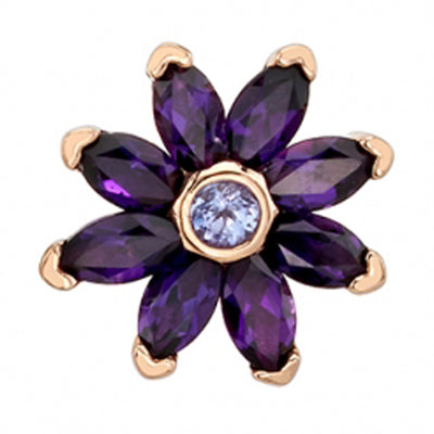 Sunflower Threaded End in Gold with Amethyst & White CZ