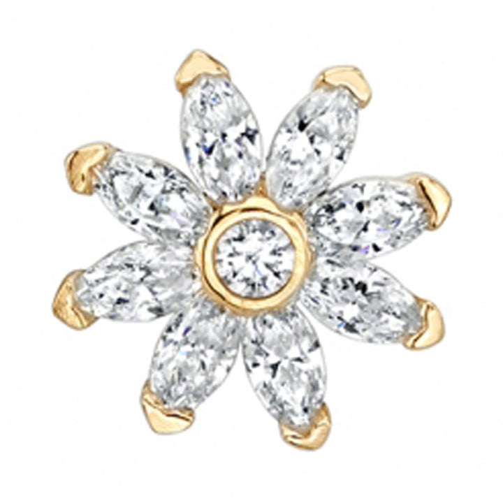 Snowflower Threaded End in Gold with DIAMONDS