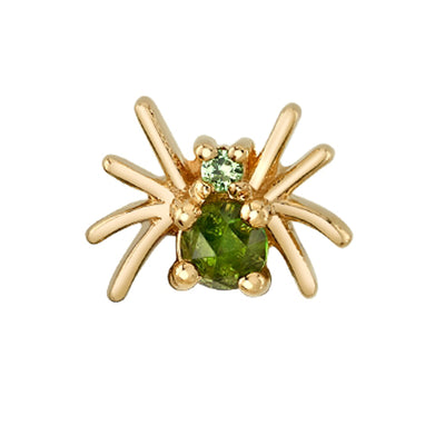 "Octo" Threaded End in Gold with Rose Cut Green Tourmaline & Tsavorite