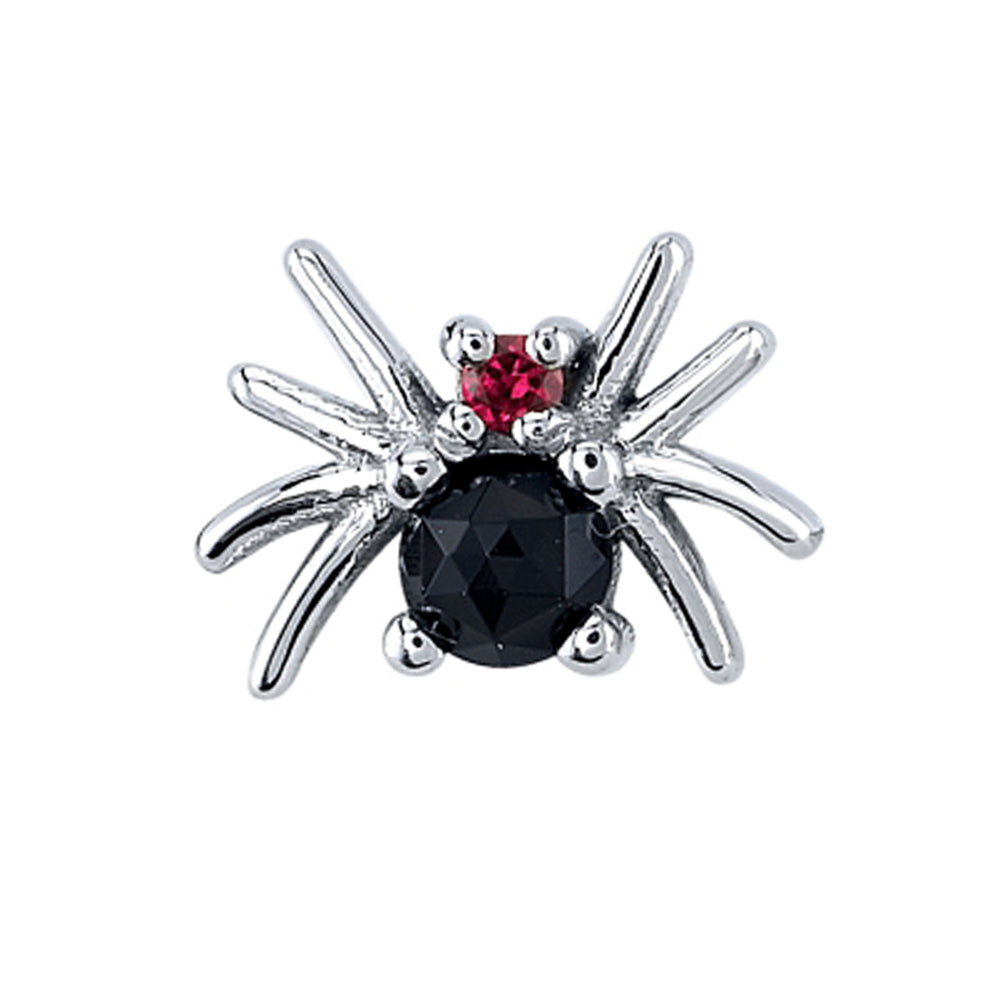 "Octo" Threaded End in Gold with Rose Cut Onyx & Ruby