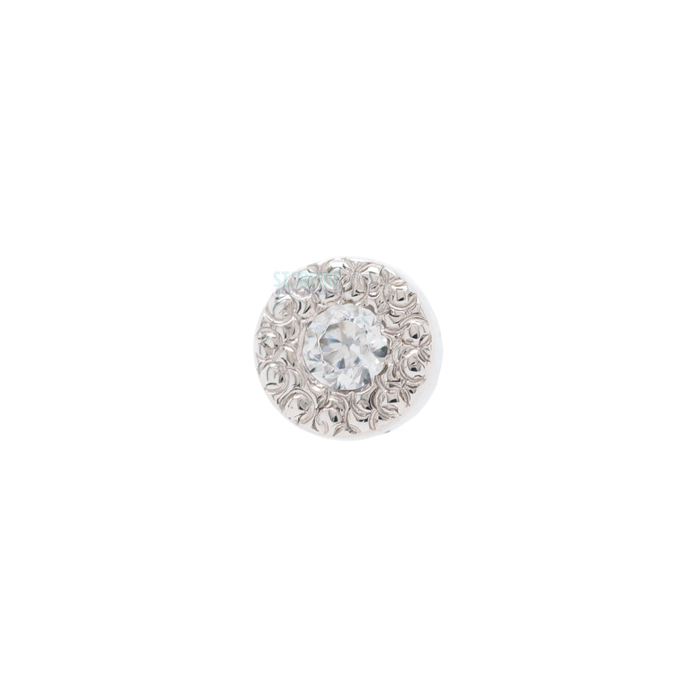 Pave Circle Threaded End in Gold with White CZ's