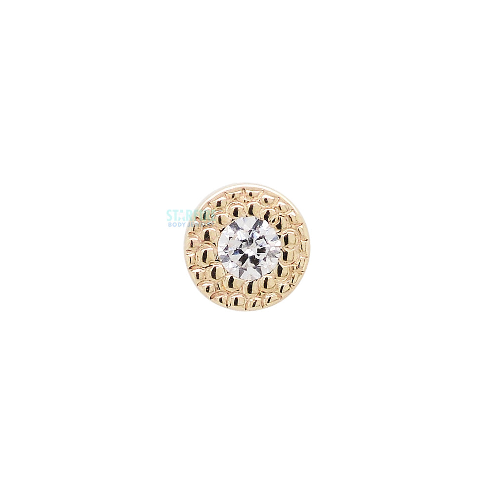 Pave Circle Threaded End in Gold with White CZ's