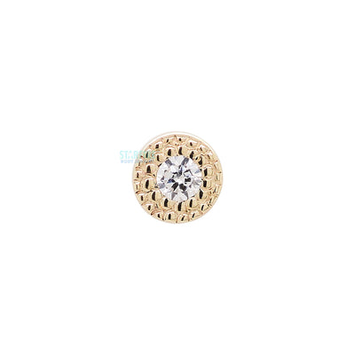 Pave Circle Threaded End in Gold with White CZ's