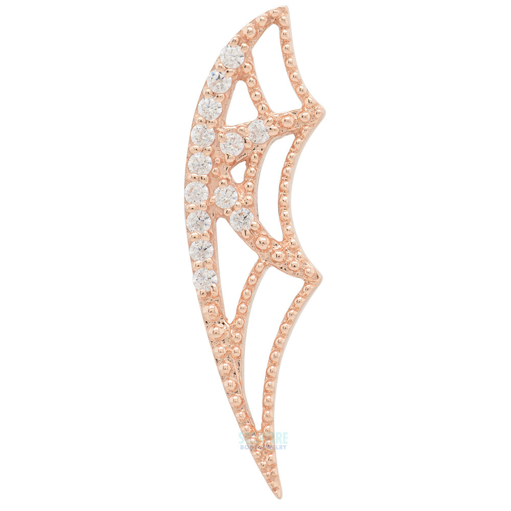"Charlotte's Web" Threaded End in Gold with White CZ's