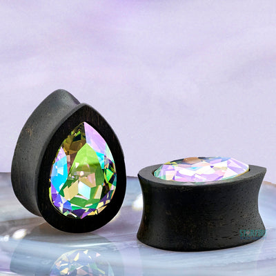Teardrop Swarovski Plugs in Wood - Paradise Shine