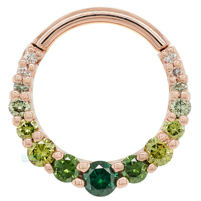 Graduating Gem "Oaktier" Hinge Ring in Gold with Green Ombre Diamonds