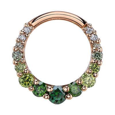 Graduating Gem "Oaktier" Hinge Ring in Gold with Green Ombre Diamonds