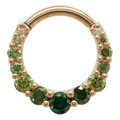 Graduating Gem "Oaktier" Hinge Ring in Gold with Green Ombre Diamonds