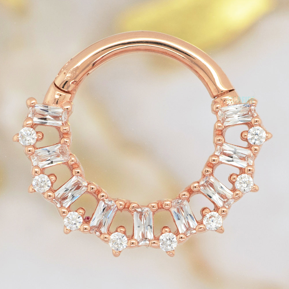 "Obsessed" Hinge Ring / Clicker in Gold with CZ's