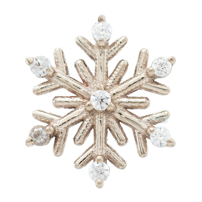 Snowflake Threaded End in Gold & Platinum with CZ's