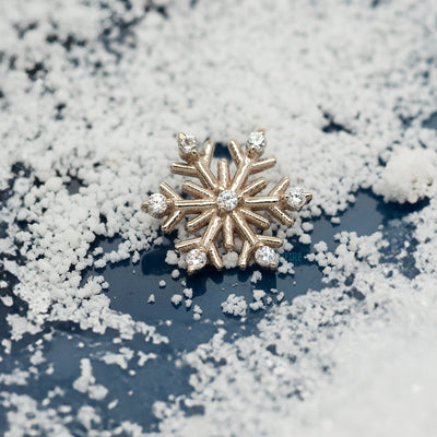 Snowflake Threaded End in Gold & Platinum with CZ's