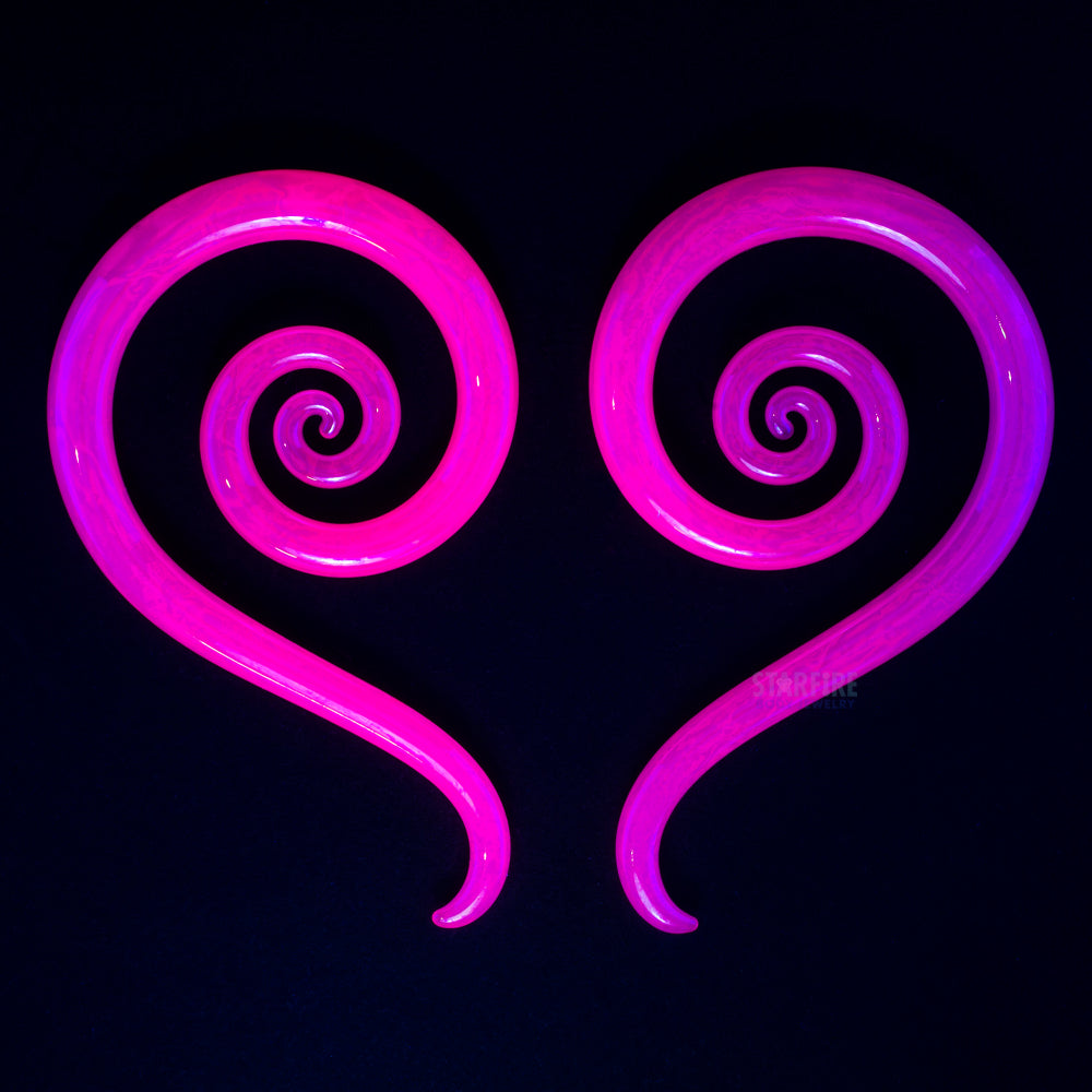 Glass Mini Spiral Snakes - Oil Slick UV Secret Pink