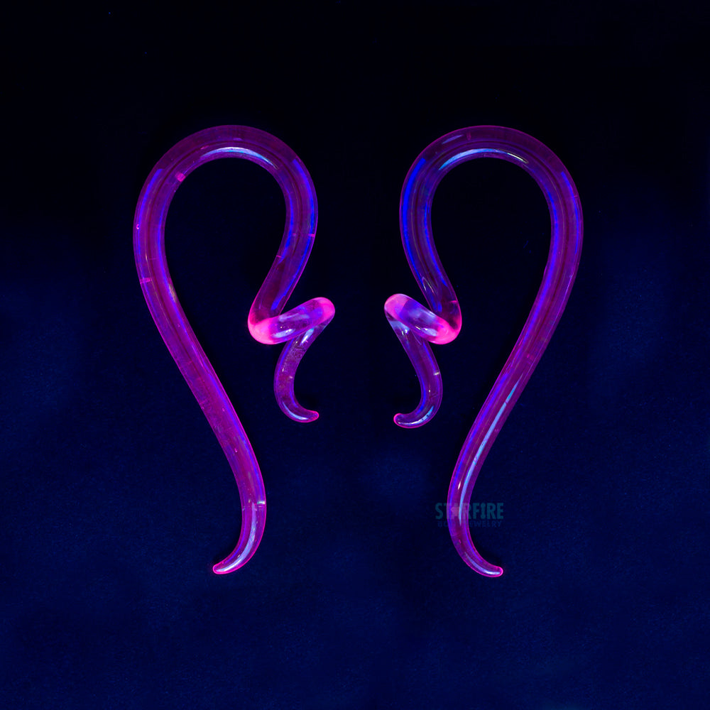 Glass Mini Coiled Snakes - Oil Slick UV Clear Pink