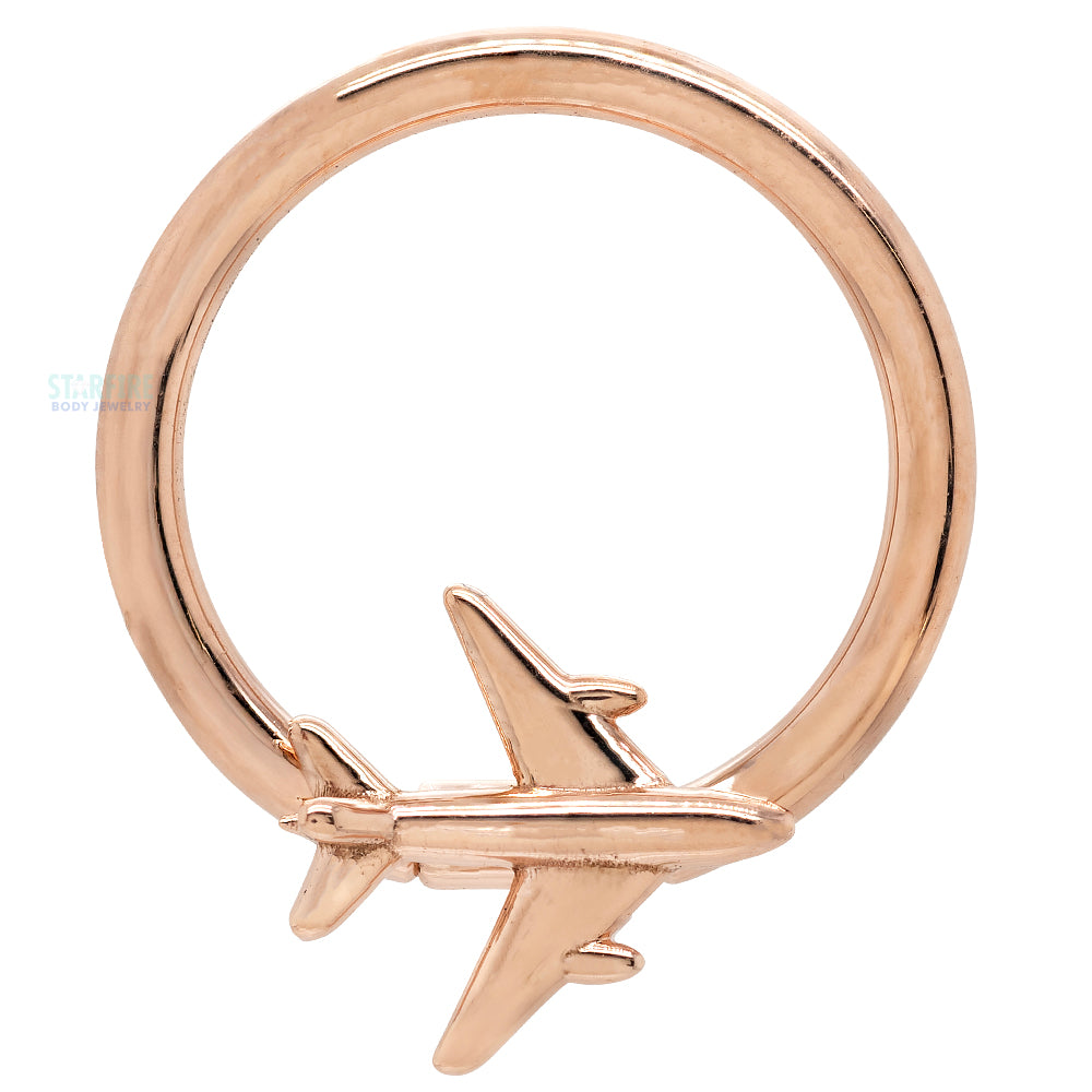 Airplane Gold Captive Bead Ring (CBR)