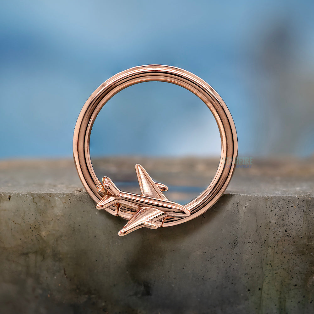 Airplane Gold Captive Bead Ring (CBR)
