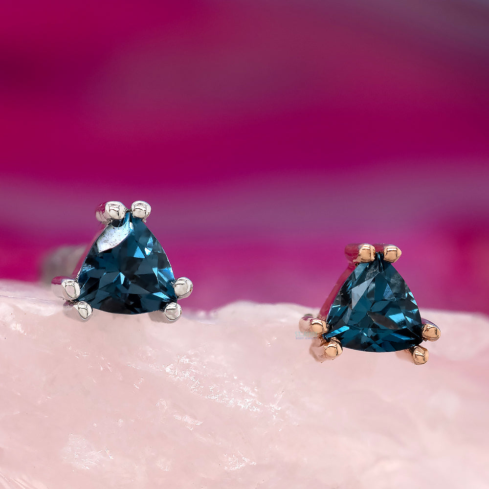 "Tanti" Threaded End in Gold & Platinum with London Blue Topaz
