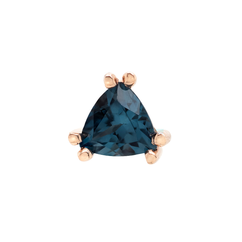 "Tanti" Threaded End in Gold & Platinum with London Blue Topaz