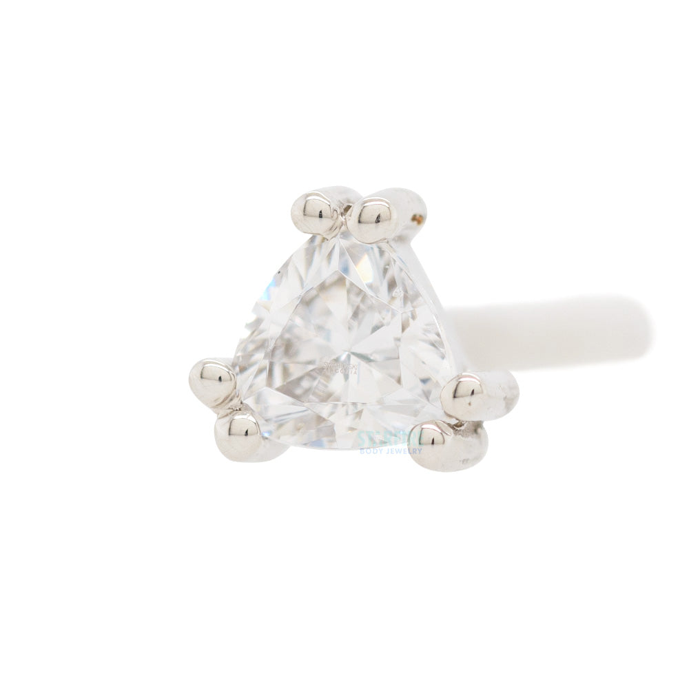 "Tanti" Trillion Nostril Screw in Gold & Platinum with White CZ
