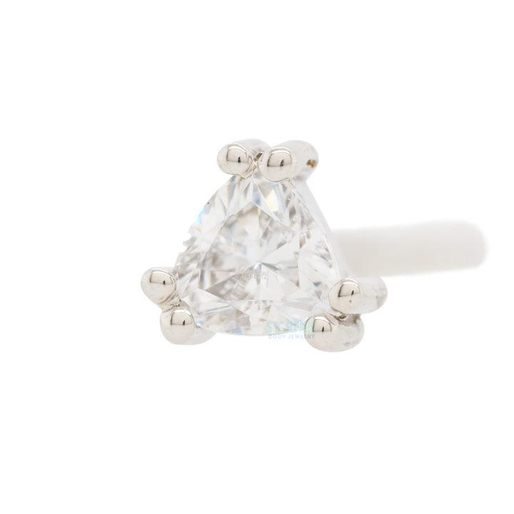 "Tanti" Trillion Nostril Screw in Gold & Platinum with White CZ