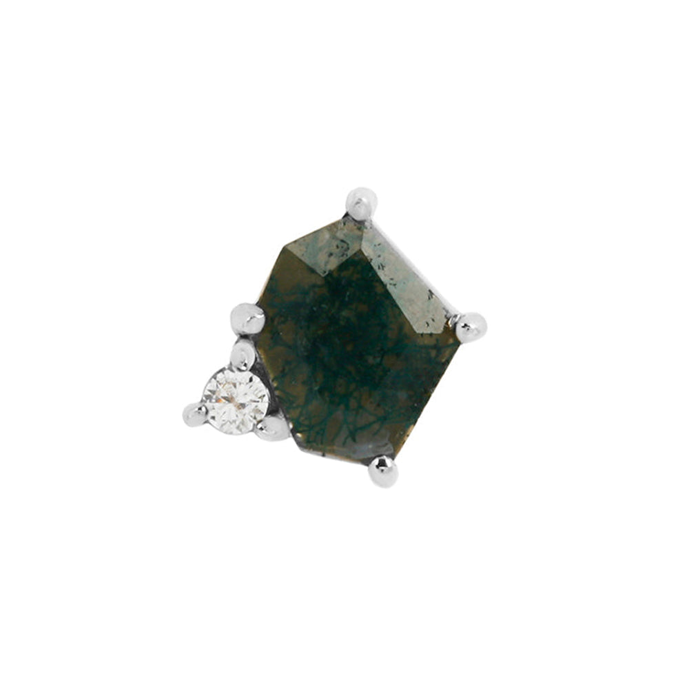 threadless: "Elicit" End in Gold with Moss Agate & CZ