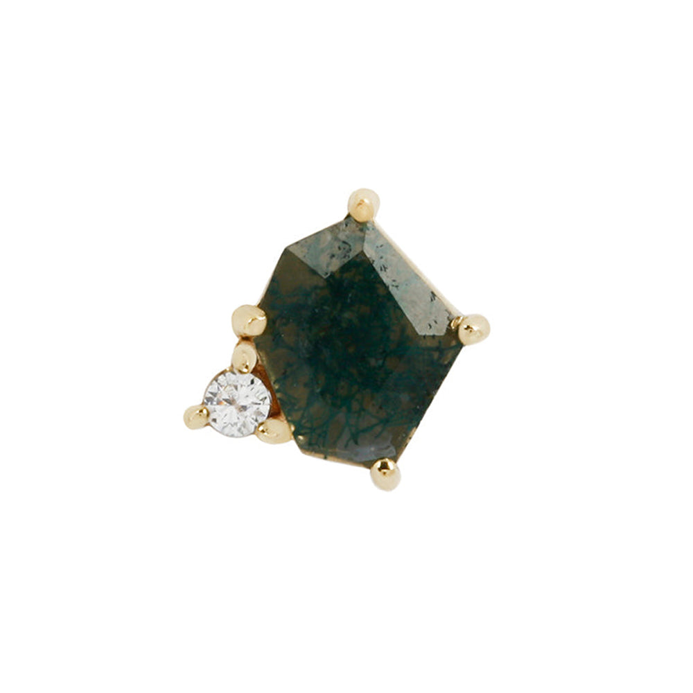 threadless: "Elicit" End in Gold with Moss Agate & CZ