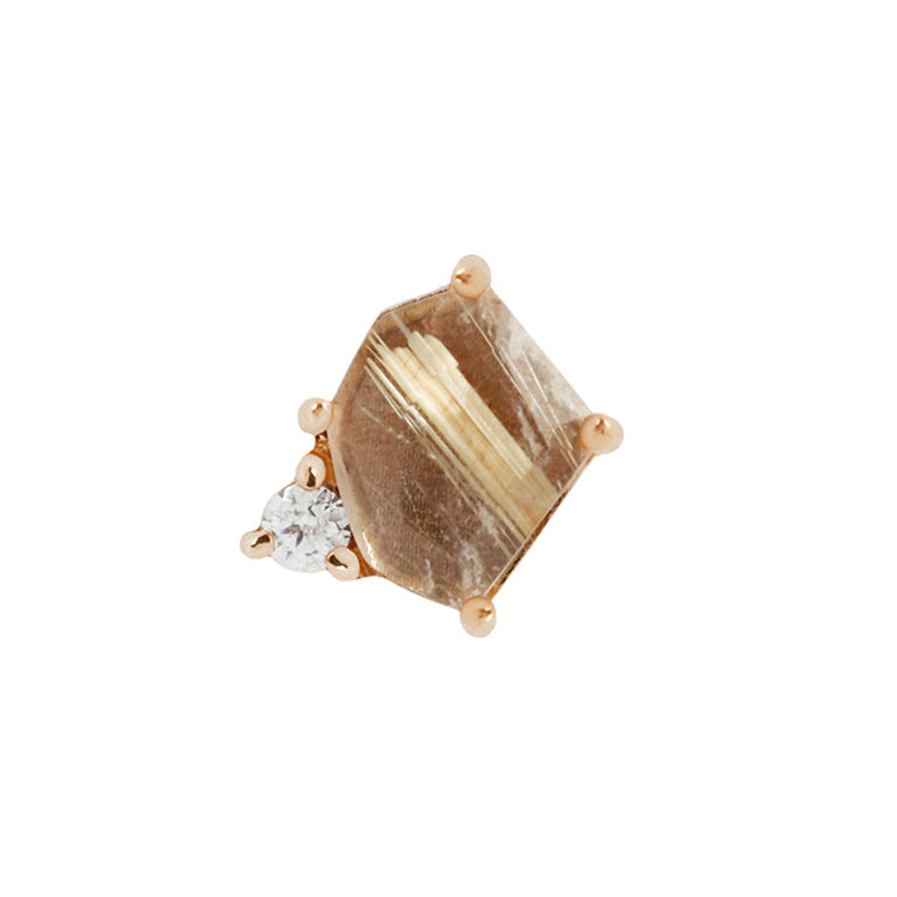 threadless: "Elicit" End in Gold with Rutilated Quartz & CZ