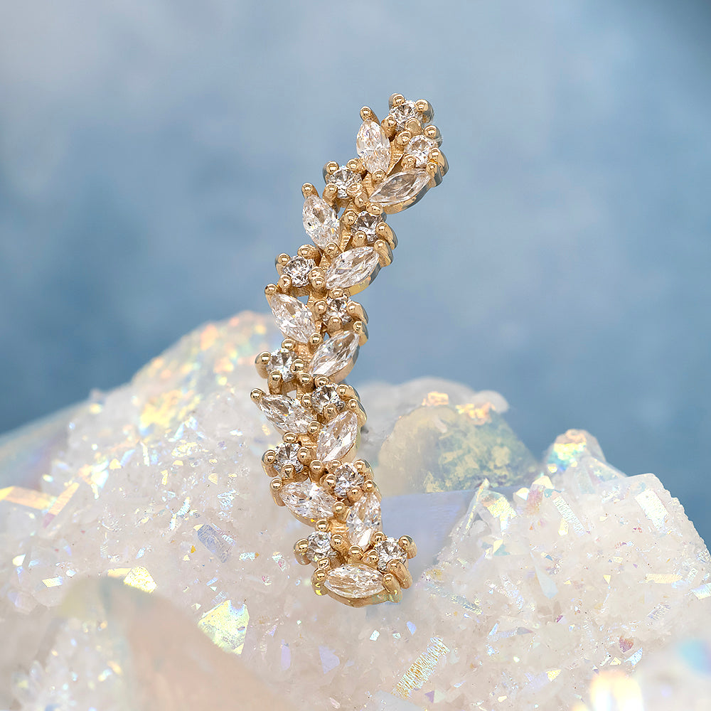 "Ivy Arc" Threaded End in Gold & Platinum with CZ