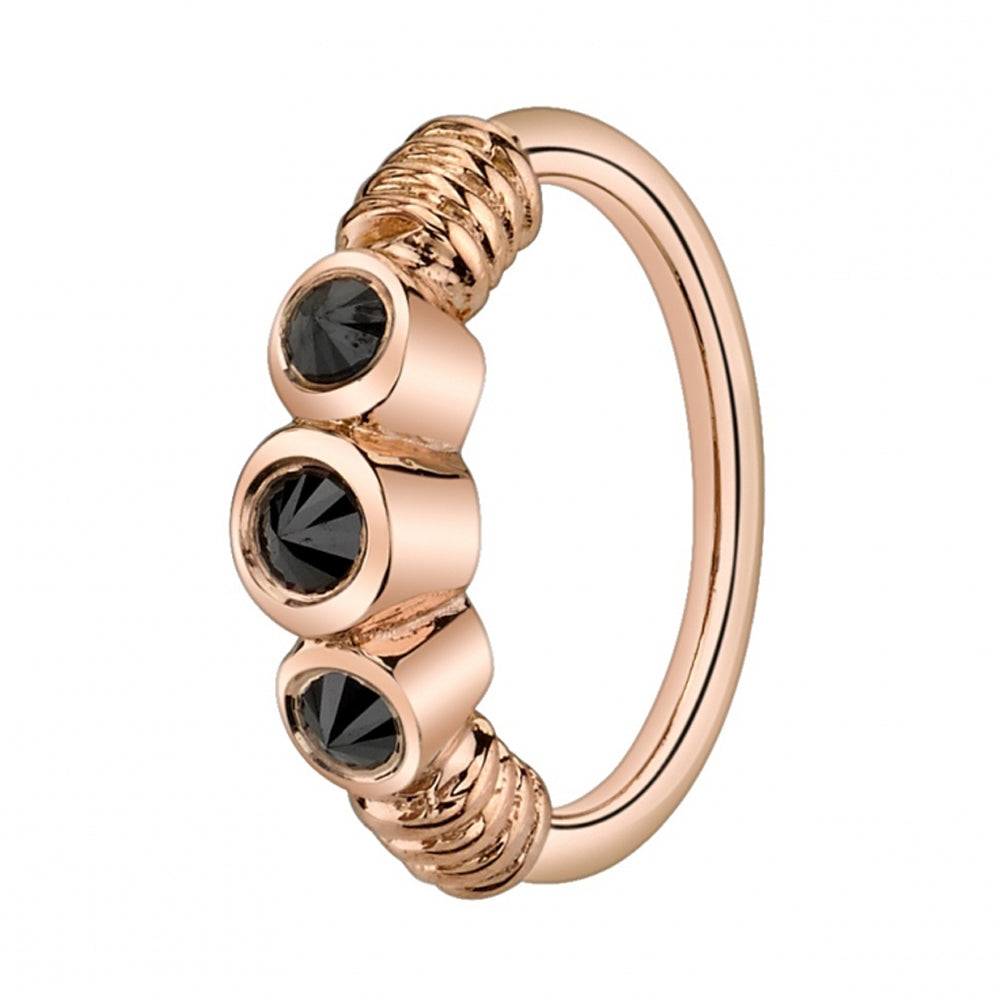 "Faraway" Seam Ring in Gold with Reverse Set Black Diamonds