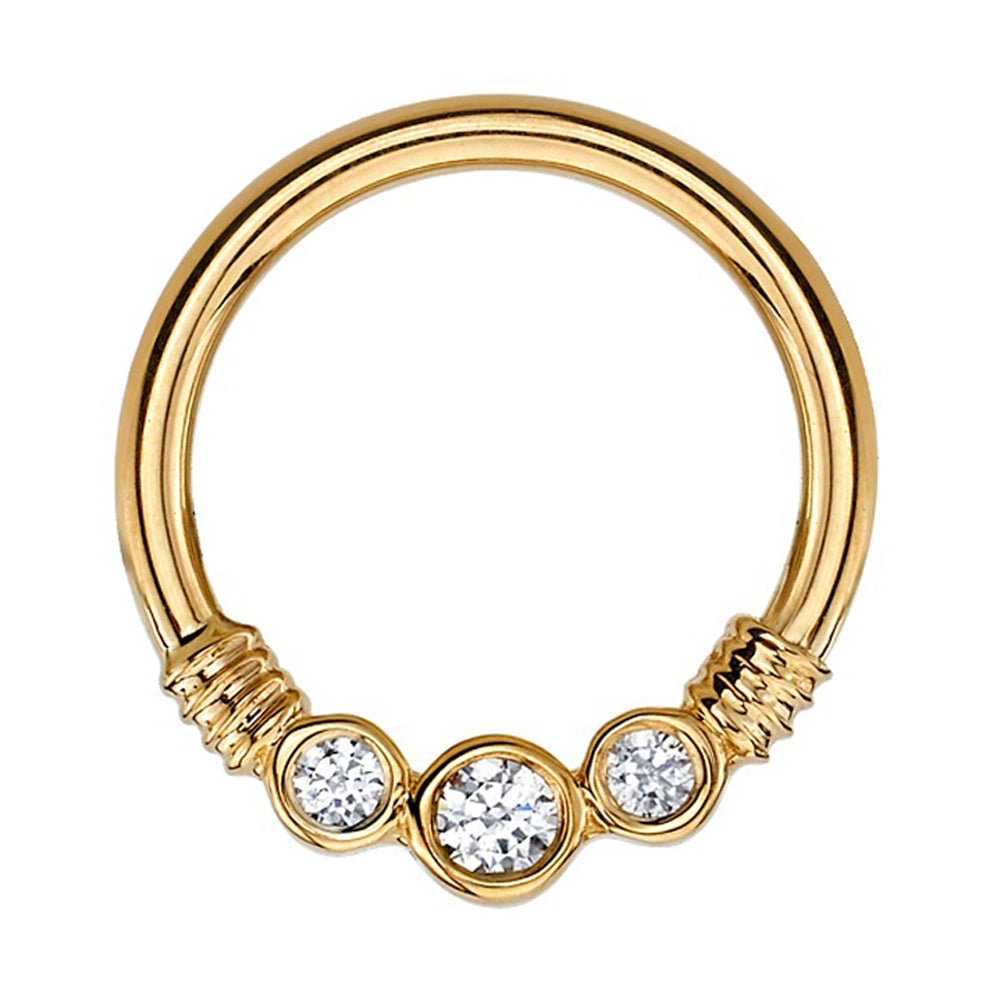 "Faraway" Seam Ring in Gold with White CZ's