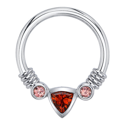 Trillion "Faraway" Seam Ring in Gold with Madeira Citrine & Padparadscha Sapphires