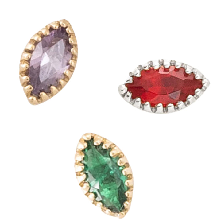 threadless: Marquis Scalloped Pin in Gold with Birthstone Gemstone