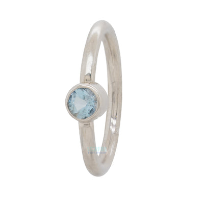 Round Fixed Bezel Seam Ring (FBR) in Gold with Aquamarine