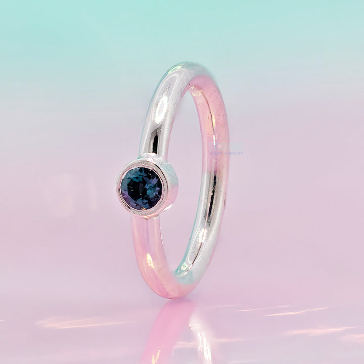Round Fixed Bezel Seam Ring (FBR) in Gold with London Blue Topaz