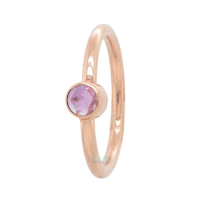 Round Fixed Bezel Seam Ring (FBR) in Gold with Rose Cut Amethyst