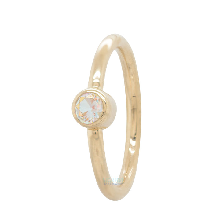 Round Fixed Bezel Seam Ring (FBR) in Gold with Mercury Mist Topaz