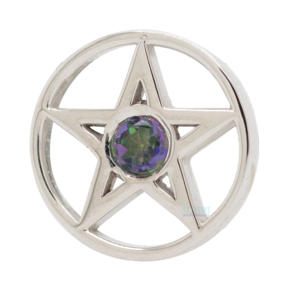 Pentagram Threaded End in Gold with Mystic Topaz