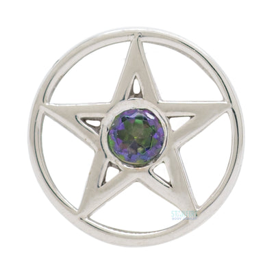 Pentagram Threaded End in Gold with Mystic Topaz
