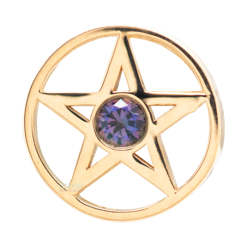 Pentagram Threaded End in Gold with Mystic Topaz