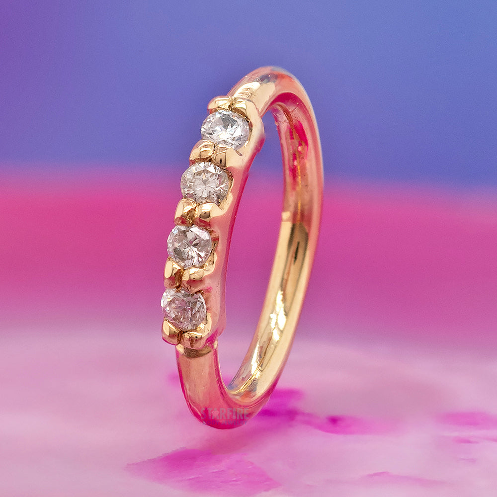 Diamond Fixed Gem Seam Ring in Gold