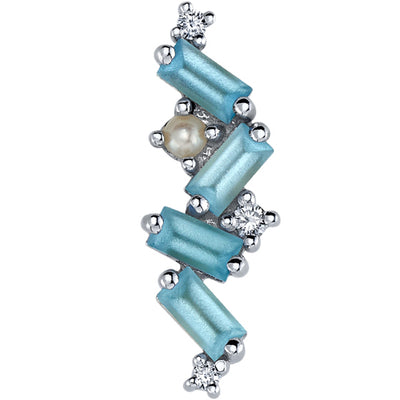 "Genesis" Threaded End in Gold & Platinum with Sandblasted Swiss Blue Topaz, Diamond & Pearl