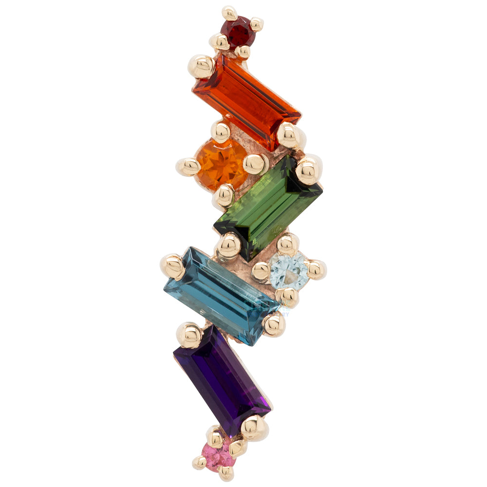 "Genesis" Threaded End in Gold Rainbow with Genuine Gemstones