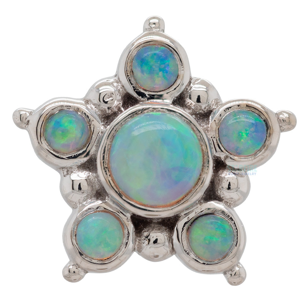 "Lucinda" Threaded End in Gold with Genuine White Opals