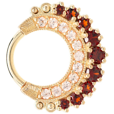 "Marilyn" Hinge Ring in Gold with Garnet & Champagne Sapphire