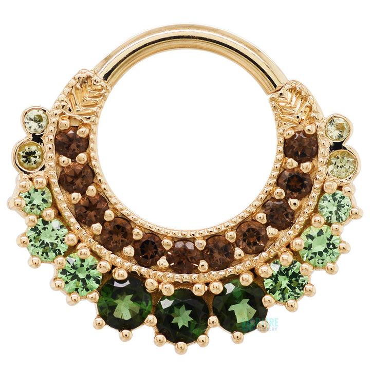 "Marilyn" Hinge Ring in Gold & Platinum with Smoky Quartz, Peridot, Tsavorite & Green Tourmaline