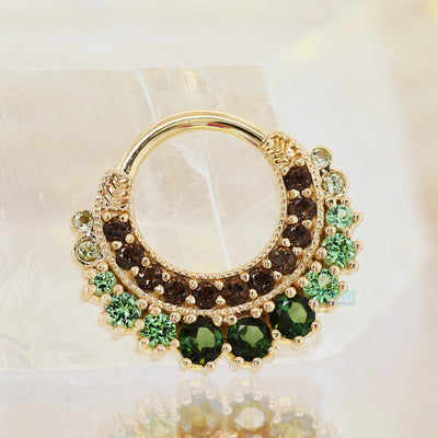 "Marilyn" Hinge Ring in Gold with Smoky Quartz, Peridot, Tsavorite & Green Tourmaline