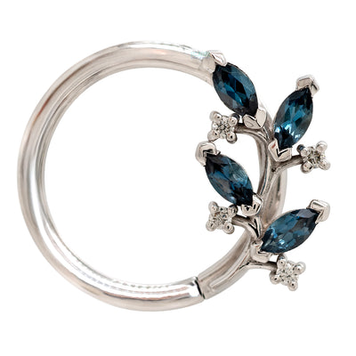 "Bitter Sweet" Seam Ring in Gold with London Blue Topaz & Diamonds