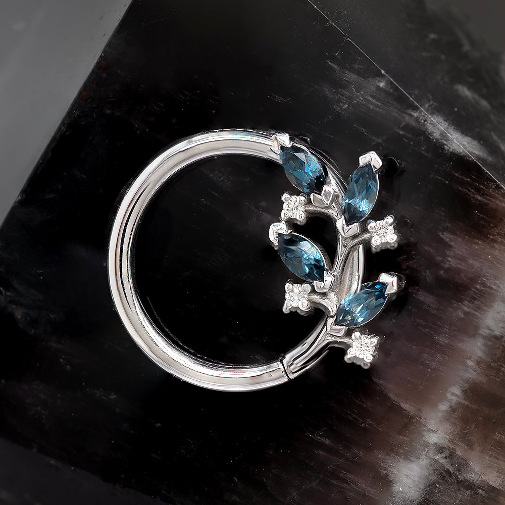 "Bitter Sweet" Seam Ring in Gold with London Blue Topaz & Diamonds
