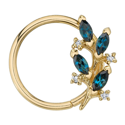 "Bitter Sweet" Seam Ring in Gold with London Blue Topaz & Diamonds