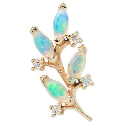 "Bitter Sweet" Threaded End in Gold with Genuine White Opal & DIAMONDS
